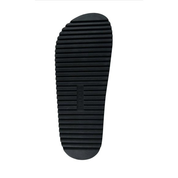 TOMMY HILFIGER Stripe Slip On Slides Shower Shoes Pool Slides Men 11 Black